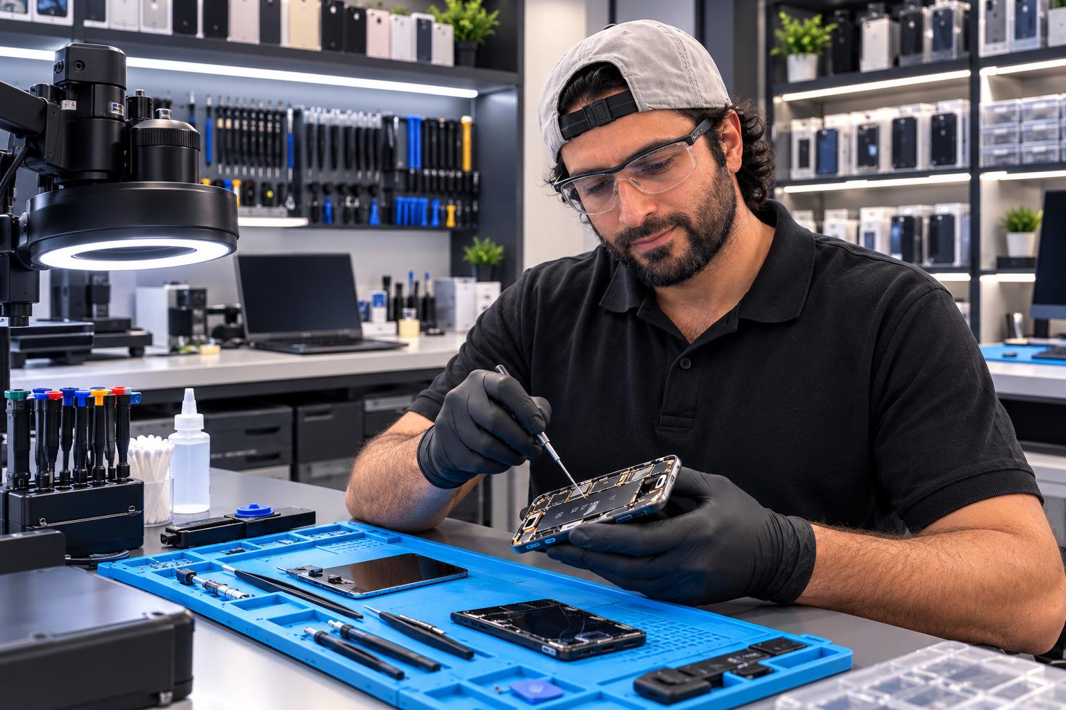 Our engineer carrying out a phone repair